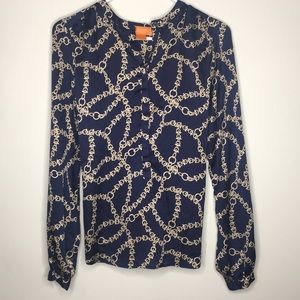 Navy chain print blouse